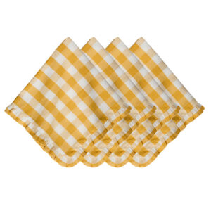 Sunshine Gingham Ruffle Linen Napkin Set