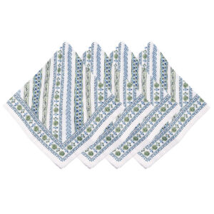 Green Classic Stripe Linen Napkin Set
