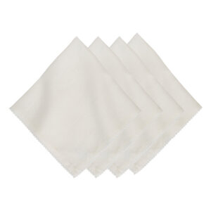 White Scalloped Edge Linen Napkin Set