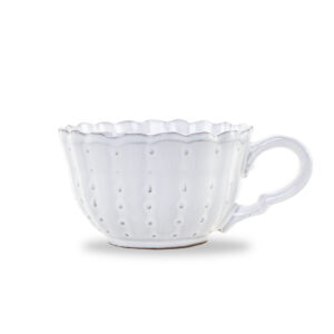 White Ceramic Coffee Mug with Decorative Finish