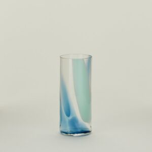 Sky Peacock Hand-Blown Highball