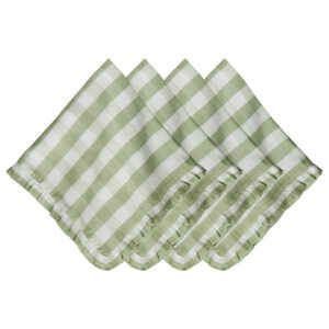 Seagrass Gingham Ruffle Linen Napkin Set